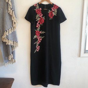 Zara Midi Floral Embroidered Dress